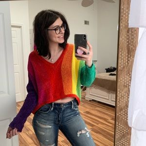 Luv Lane Rainbow Soft Crop Sweater